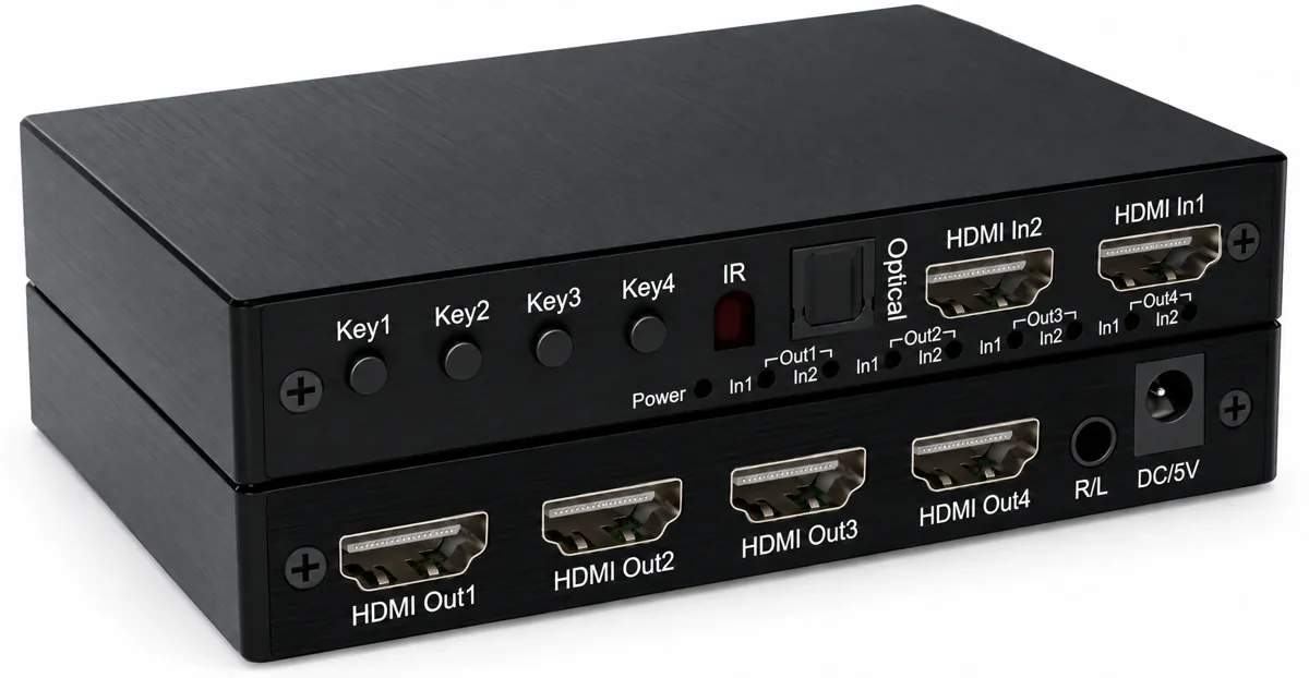 HDMI-матрица 2×4 4K MTG-HDMX06-M