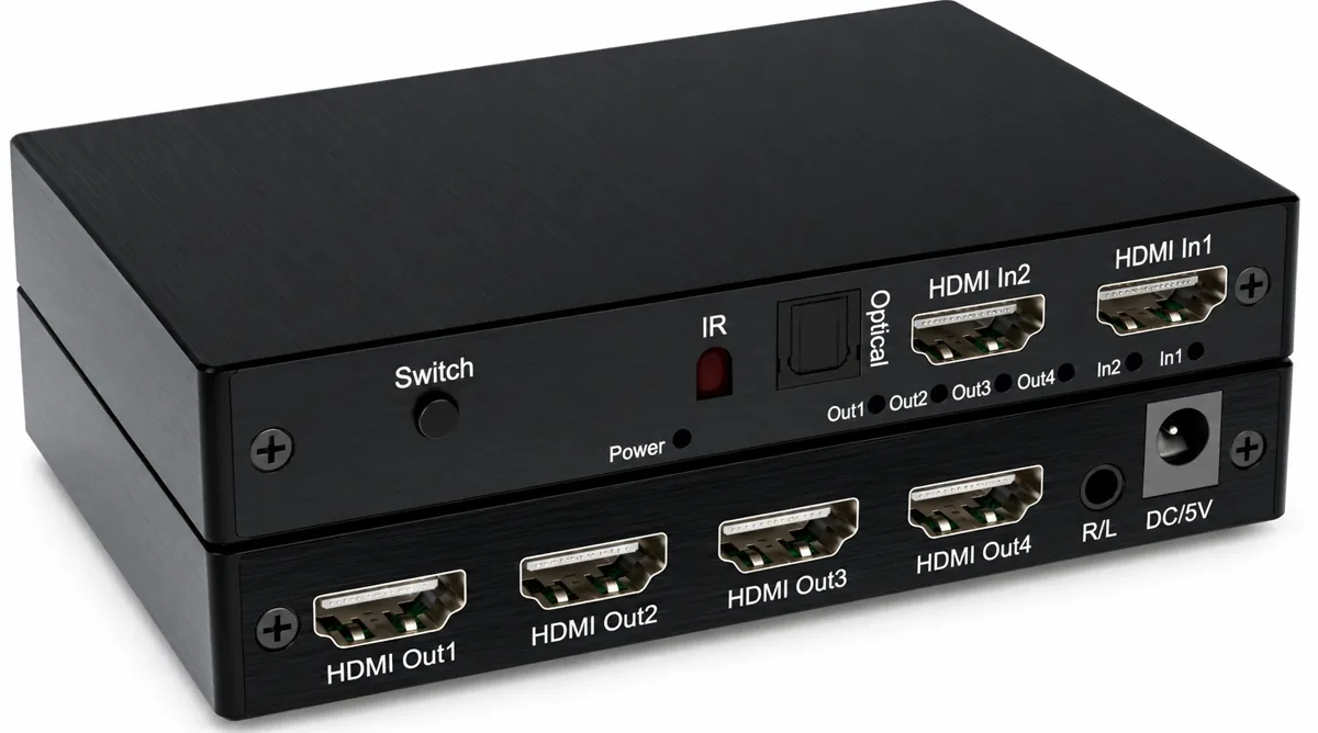 HDMI-матрица 2×4 4K с аудиовыходом MTG-HDMX06-N