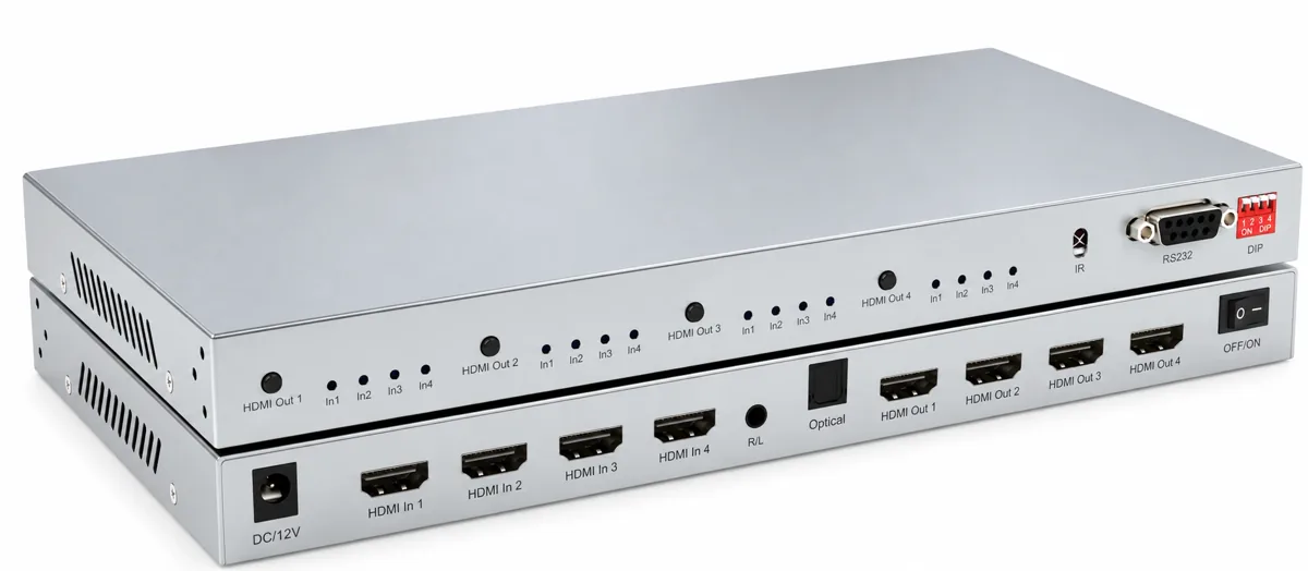 Бесшовная HDMI-матрица MTG-HDMX4X4-S, 4×4, 1080p