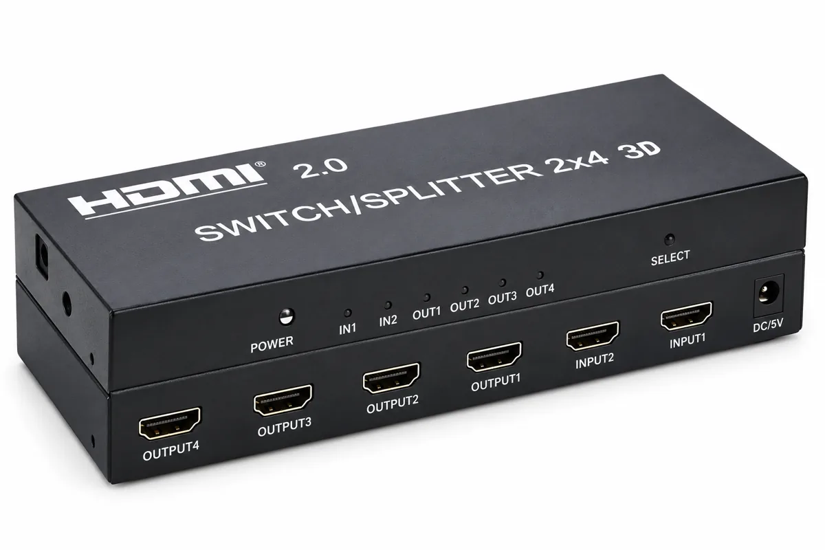HDMI 2.0 switch/splitter MTG-HDSS2-4-V2.0, 2×4