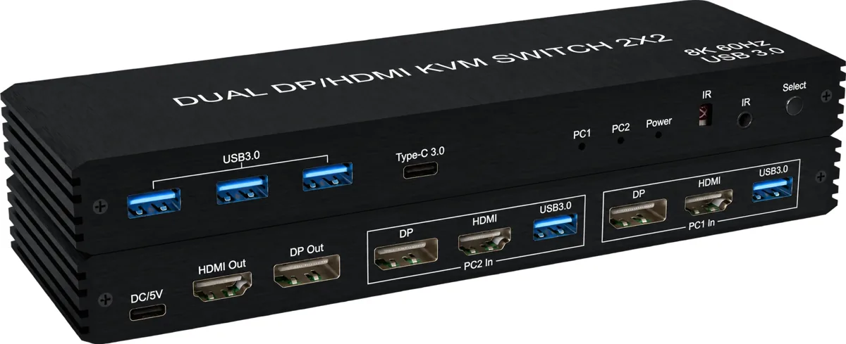 KVM-коммутатор DisplayPort/HDMI 2×2 8K60 MTG-HDSW2-KVM