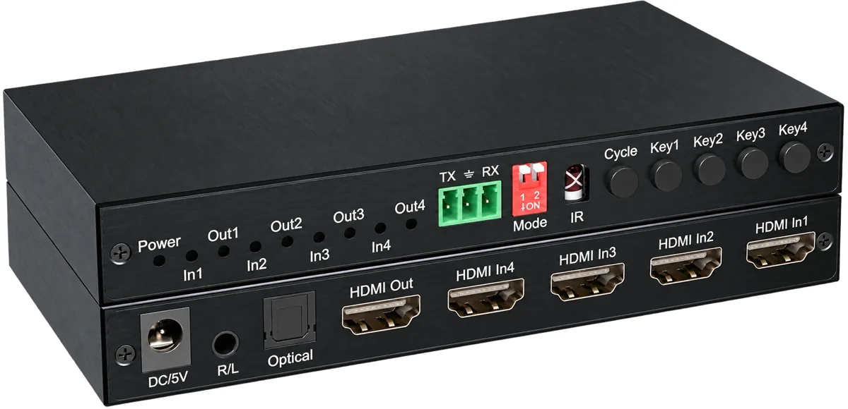 Бесшовный HDMI-коммутатор 4×1 Full HD MTG-HDSW4-S