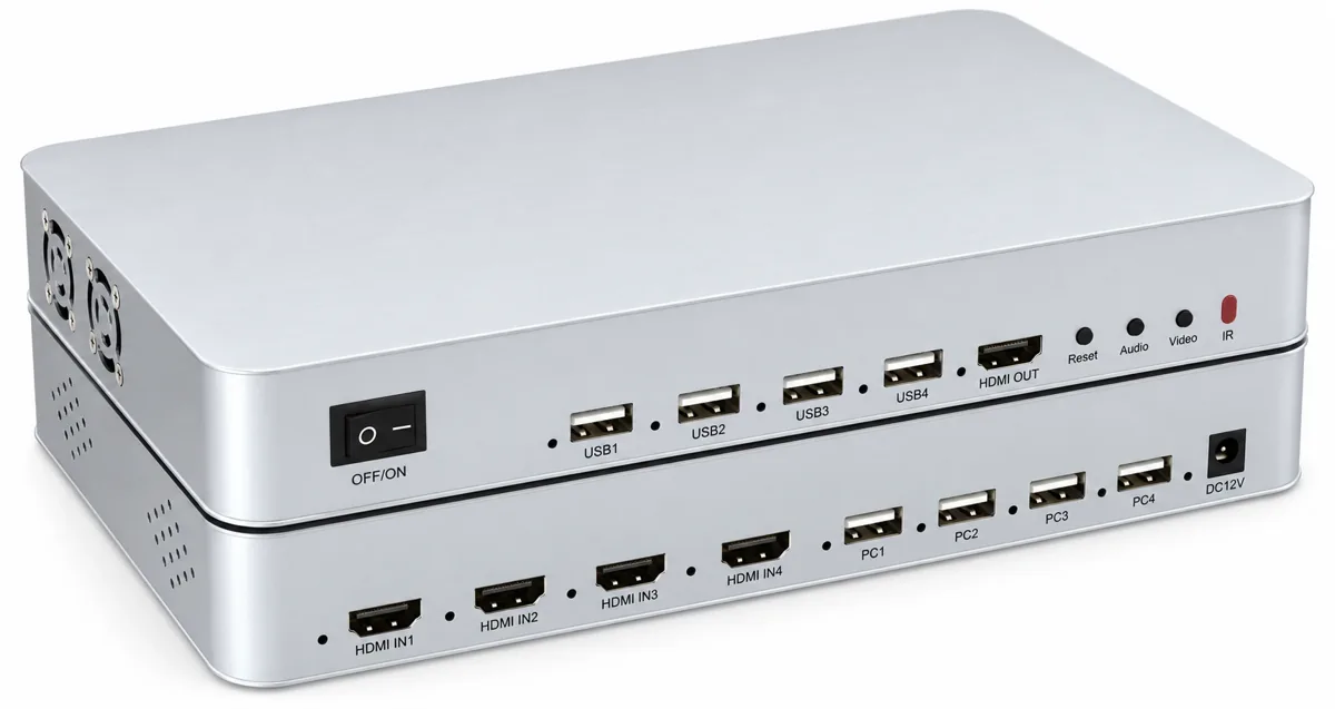 Бесшовный HDMI/KVM multiviewer MTG-HDSW4-V4, 4×1, 4K@30 Гц