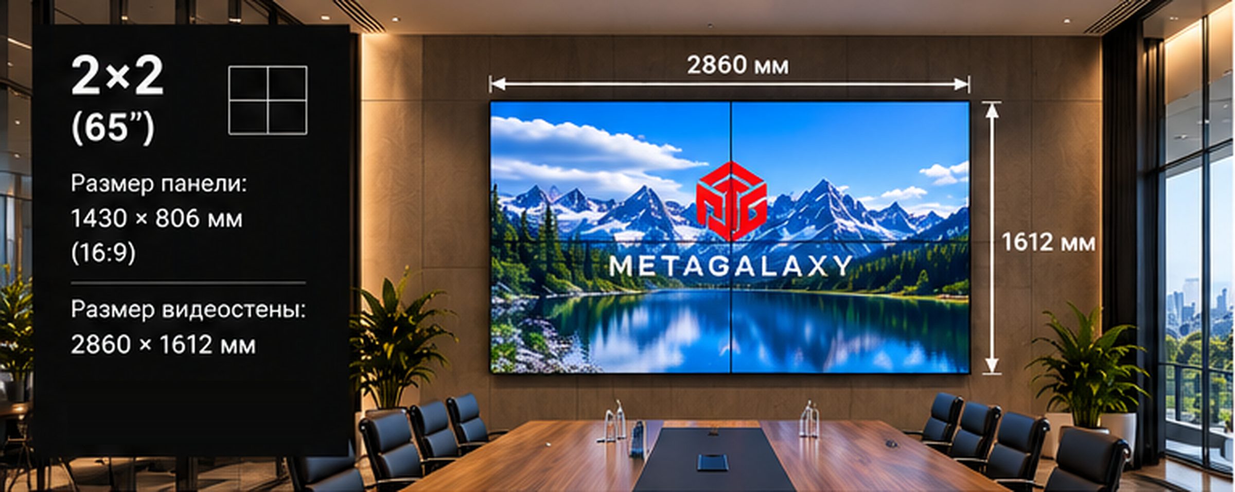 Видеостена 2×2 из панелей 65″